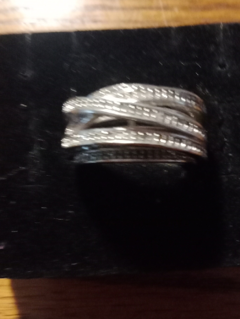 Steel Silver Diamond Pave Multi-Band Women’s Ring